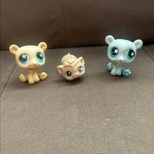 Littlest Pet Shop Cream and Blue Animal Trio